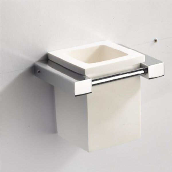 Porta bicchiere sospeso in resina poliestere 10,5x8xh9 cm OSCAR - peso 0,65 kg con contenitore in vetro colore bianco