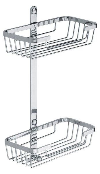 Mensola 2 piani con griglie rettangolari per fissaggio a parete in ottone cromato 23x11xh38 cm garantita 5 contro la corrosione