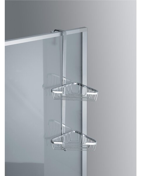 Angolare 2 piani per fissaggio telaio box doccia in ottone cromato 22x16,5xh60 cm garantita 5 contro la corrosione