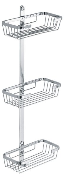 Mensola 3 piani con griglie rettangolari per fissaggio a parete in ottone cromato 23x11xh65 cm garantita 5 contro la corrosione
