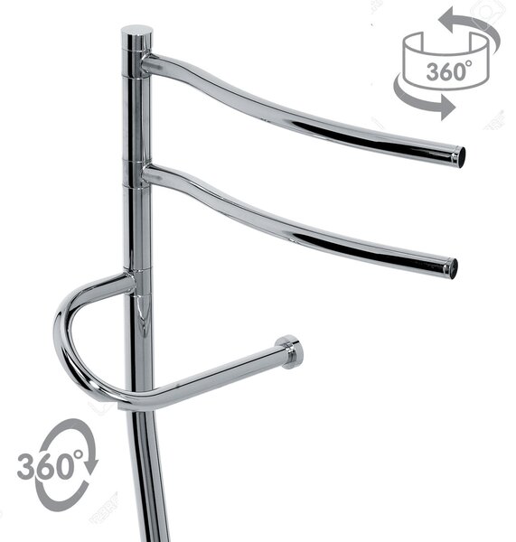 Piantana Porta salviette e portarotolo girevole a 360 gradi in ottone cromato 19x14xh70 cm in Ottone CROMATO Duemila Plus in ottone cromato