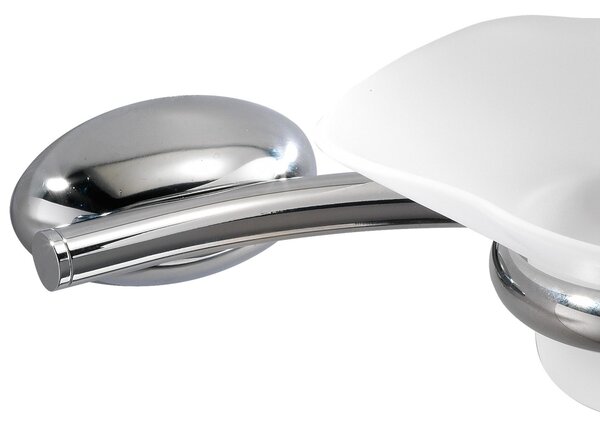 Portasapone sospeso In ottone cromato con vaschetta in vetro 17x12xh4 cm Linea Duemila garanzia sulla cromatura anni 5 Plus inox lucido