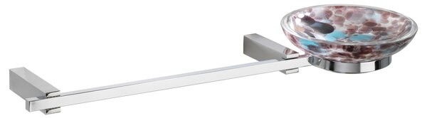 Portasapone in vetro di murano Con portasalviette MATISSE 41x14xh4,5 cm supporti in ottone cromato colore inox lucido