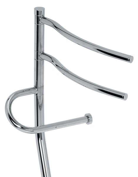 Piantana porta salviette , porta rotolo , porta scopino - bracci girevoli a 360 gradi 19x14xh70 cm con bossolo in Ottone CROMATO Duemila Plus in ottone cromato