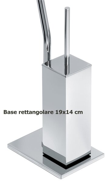 Piantana Porta rotolo fisso e scopino da bagno in ottone cromato 19x14xh70 cm con bossolo in Ottone CROMATO Duemila Plus in ottone cromato
