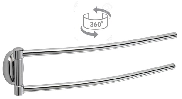 Porta Salviette Doppio Snodato in ottone cromato 40 cm dimensioni 36xh9 cm linea Duemila Plus Garanzia 5 anni contro la ruggine Acciaio inox Lucido