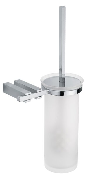 Porta scopino da bagno in vetro supporti in ottone cromato MATISSE 16,5x12xh38 cm cromo lucido