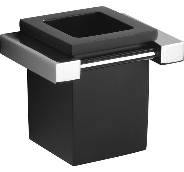Porta bicchiere sospeso in resina poliestere 10,5x8xh9 cm OSCAR - peso 0,65 kg con contenitore in vetro colore nero