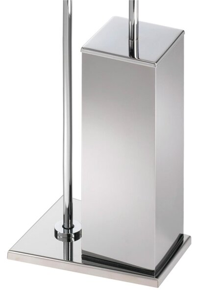 Piantana da bagno porta rotolo e scopino , base trapezoidale 16x12,5xh50 cm TIFFANY in ottone cromato