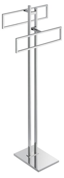 Piantana portasalviette in ottone cromato in poco spazio 24x16,5xh85 cm -Peso 5,6 kg con due porta salviette fisse