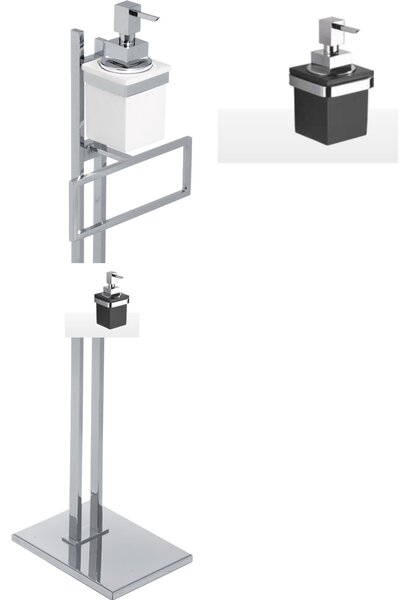 Piantana portasalviette in ottone cromato compatta salva spazio 19x14xh70 cm -Peso 4,1 kg dispenser nero ottone finitura inox lucido