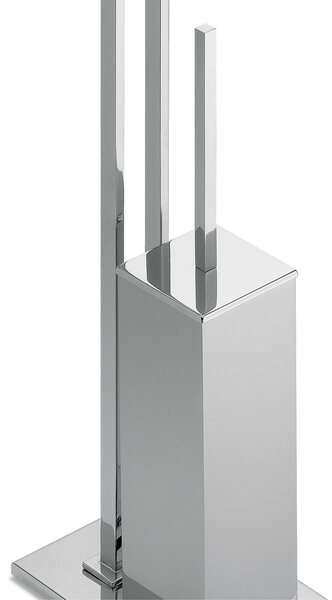 Piantana in ottone cromato compatto salva spazio 19x14xh70 cm -Peso 4,6 kg con porta rotolo e portascopino ottone finitura inox lucido
