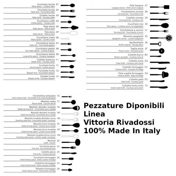 Coppia Insalata set da 2 pezzi Vittoria in acciaio inox 18/10 manico in PMMA effetto madreperlato ghiera anticata 2,5 mm colore trasparente
