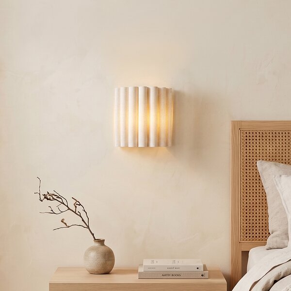 Lampada da parete Japandi Beige con lino 26 cm - Scallop