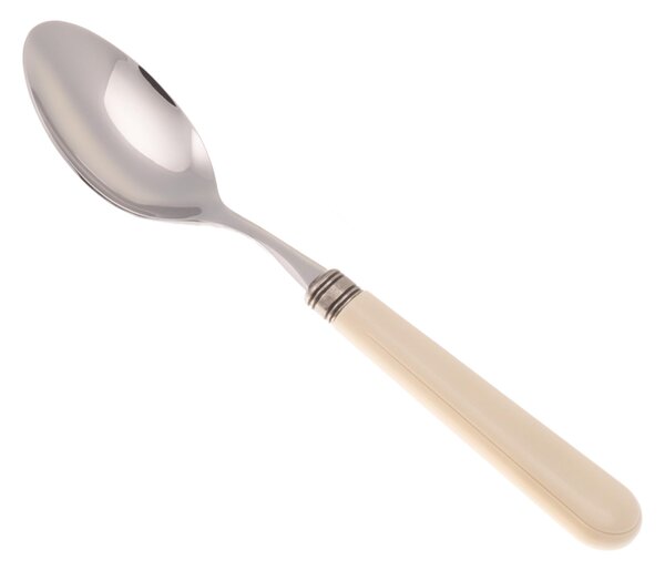 Cucchiaio da Tavola/Minestra modello Mistral Set di 6 Pezzi in acciaio 18.10 Lunghezza 26 cm manico in PPL lavabile in lavastoviglie Avorio