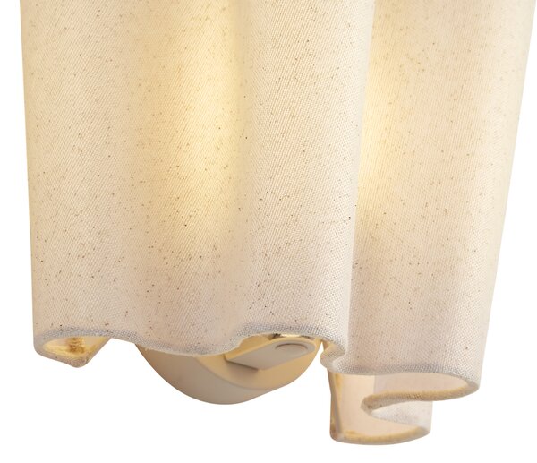 Lampada da parete Japandi beige con lino 20 cm - Oyster