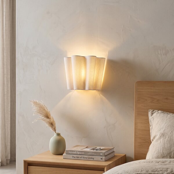 Lampada da parete Japandi beige con lino 20 cm - Oyster