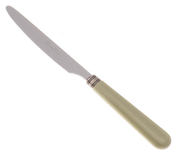 Coltello tavola seghettato MOD Mistral Set di 6 Pezzi in acciaio 18.10 Lunghezza 26 cm manico in PPL lavabile in lavastoviglie colore Salvia