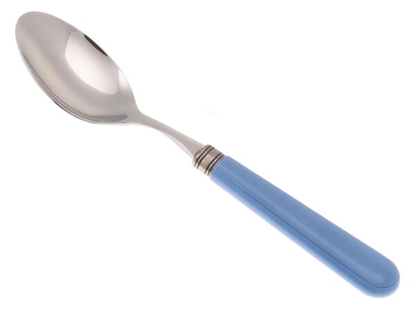 Cucchiaio da Tavola/Minestra modello Mistral Set di 6 Pezzi in acciaio 18.10 Lunghezza 26 cm manico in PPL lavabile in lavastoviglie Azzurro