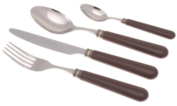 Servizio Posate colorate 24 Pezzi MISTRAL in acciaio inox 18/10 manico in PPL spessore 2,5 mm colorato marrone