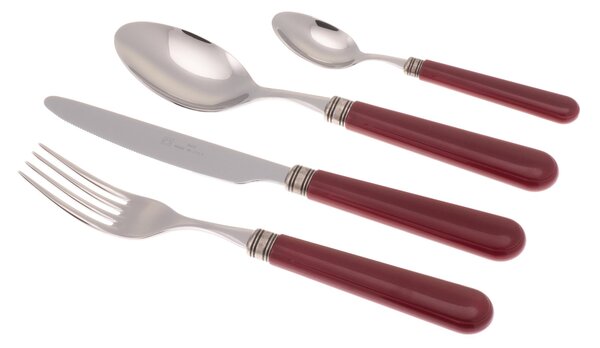 Servizio Posate colorate 24 Pezzi MISTRAL in acciaio inox 18/10 manico in PPL spessore 2,5 mm colorato Bordeaux