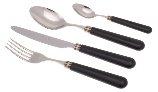 Servizio Posate colorate 24 Pezzi MISTRAL in acciaio inox 18/10 manico in PPL spessore 2,5 mm colorato nero
