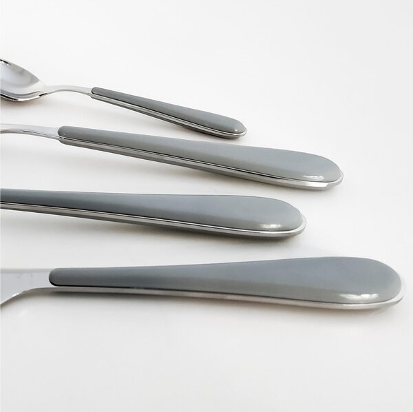 Posto tavola 4 Pezzi per 1 Persona SPRING in acciaio inox 18/10 spessore Acciaio 2 mm manico in ABS Grigio