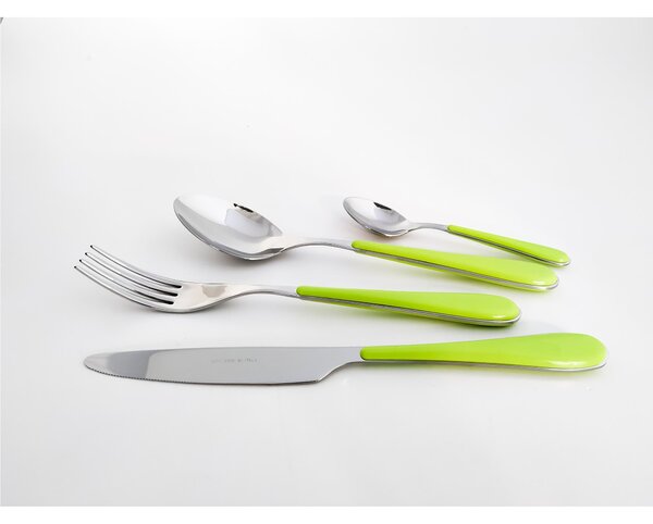 Posto tavola 4 Pezzi per 1 Persona SPRING in acciaio inox 18/10 spessore Acciaio 2 mm manico in ABS verde