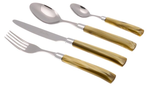 Coltello tavola seghettato MOD Giada Set di 6 Pezzi in acciaio 18.10 Lunghezza 26 cm manico in PBT lavabile in lavastoviglie colore Verde Oliva