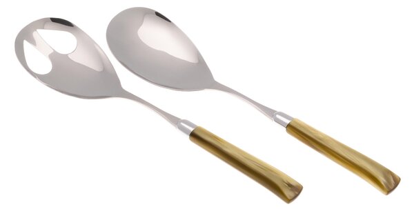 Coppia Insalata set da 2 pezzi GIADA in acciaio inox 18/10 manico in metacrilato spessore 1,5 mm colorato Verde Oliva