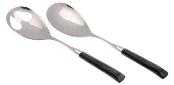 Coppia Insalata set da 2 pezzi GIADA in acciaio inox 18/10 manico in metacrilato spessore 1,5 mm colorato nero