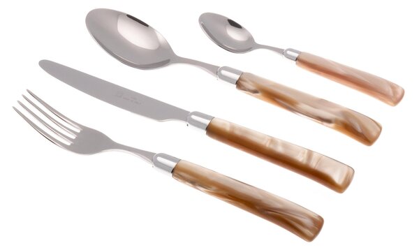 Cucchiaino da Caff� GIADA Set di 6 Pezzi in acciaio 18.10 Lunghezza 16,5 cm manico in Plexiglas con ghiera lavabile in lavastoviglie Champagne