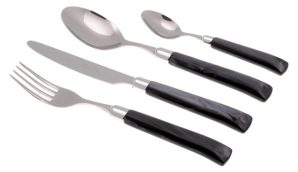 Posto tavola servizio posate 4 Pezzi GIADA in acciaio inox 18/10 manico in metacrilato spessore 2,5 mm colorato nero