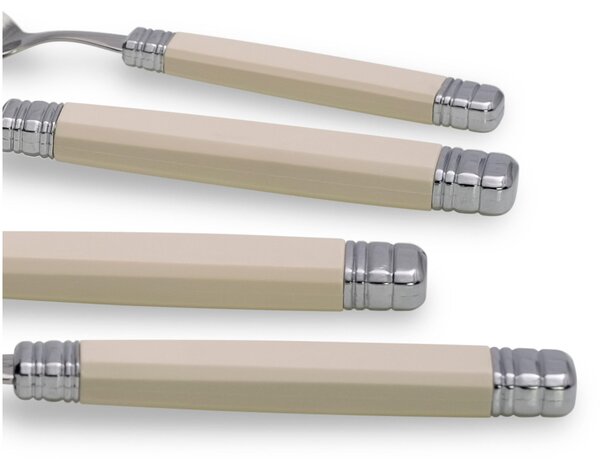 Servizio Posate 4 pezzi Rivadossi Modello Rossini Manico in PA corpo in acciaio inox 18.10 AISI304 2.5 mm in Confezione di cartone colore Avorio