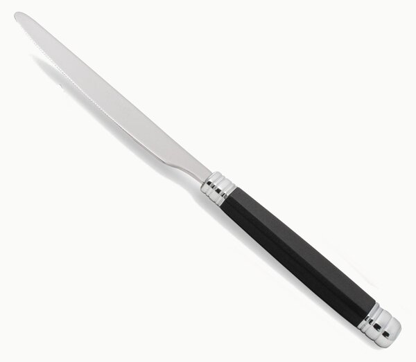 Coltello tavola seghettato MOD ROSSINI Set di 6 Pezzi in acciaio 18.10 Lunghezza 26 cm manico in PA lavabile in lavastoviglie colore Nero