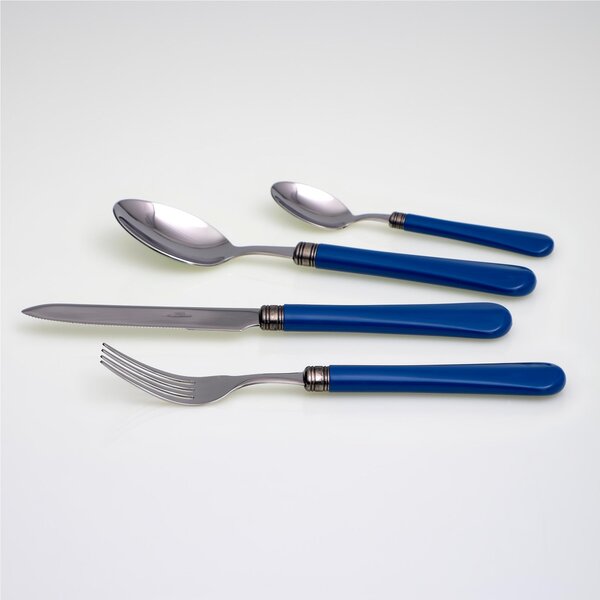 Servizio Posate colorate 4 Pezzi GIULIETTA in acciaio inox 18/10 manico in metacrilato spessore 1,5 mm colorato blu
