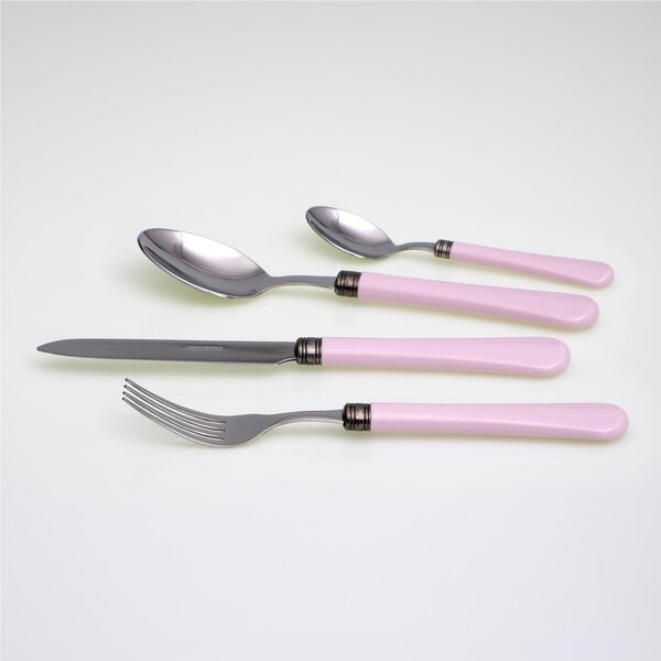 Servizio Posate colorate 4 Pezzi GIULIETTA in acciaio inox 18/10 manico in metacrilato spessore 1,5 mm colorato rosa