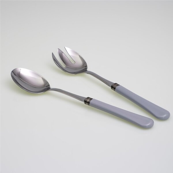 Coppia Insalata set da 2 pezzi Giulietta in acciaio inox 18/10 manico in metacrilato spessore 1,5 mm colorato Grigio