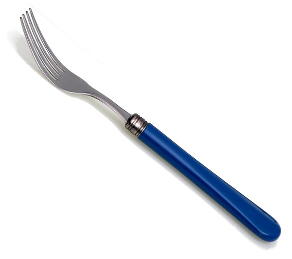 Forchetta da tavola Modello Giulietta Set di 6 Pezzi in acciaio 18.10 Lunghezza 21 cm manico in PBT lavabile in lavastoviglie blu