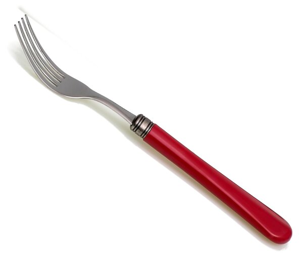 Forchetta da tavola Modello Giulietta Set di 6 Pezzi in acciaio 18.10 Lunghezza 21 cm manico in PBT lavabile in lavastoviglie Rosso