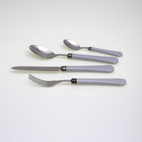 Servizio Posate colorate 4 Pezzi GIULIETTA in acciaio inox 18/10 manico in metacrilato spessore 1,5 mm colorato grigio