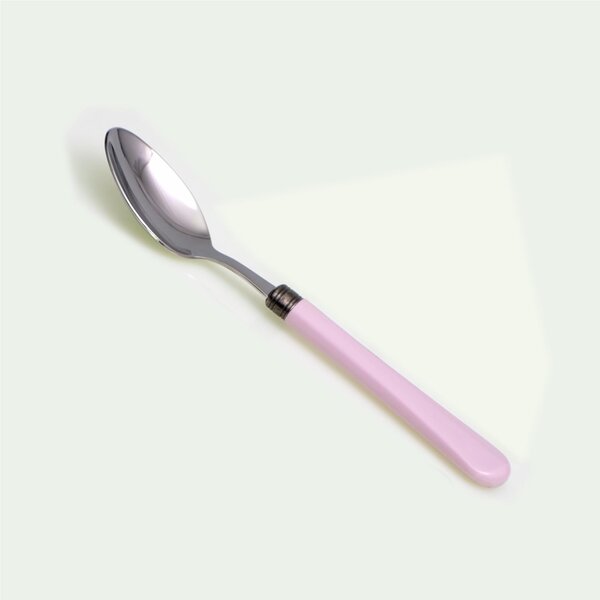Cucchiaio da Tavola/Minestra modello Giulietta Set di 6 Pezzi in acciaio 18.10 Lunghezza 21 cm manico in PBT lavabile in lavastoviglie rosa