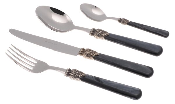 Posto tavola 4 Pezzi un posto tavola ELENA in acciaio inox 18/10 manico in metacrilato spessore 1,5 mm colorato nero