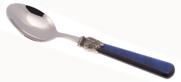 Cucchiaino da Caff� ELENA Set di 6 cucchiaini in acciaio 18.10 AISI430 Lunghezza 16,5 cm manico in Polimetilmetacrilato PMMA con ghiera metallica lavabile in lavastoviglie Blu