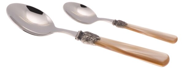 Cucchiaino da Caff� ELENA Set di 6 cucchiaini in acciaio 18.10 AISI430 Lunghezza 16,5 cm manico in Polimetilmetacrilato PMMA con ghiera metallica lavabile in lavastoviglie Champagne