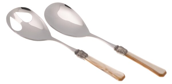 Coppia Insalata set da 2 pezzi PENELOPE in acciaio inox 18/10 manico in metacrilato spessore 2,5 mm colorato champagne
