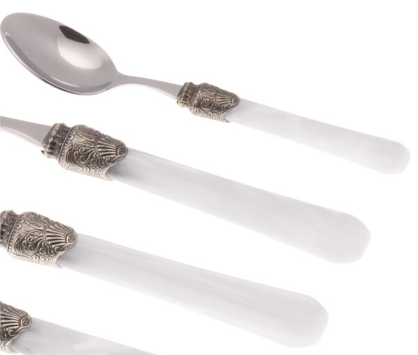Cucchiaino da Caff� Modello Penelope Set di 6 Pezzi in acciaio 18.10 Lunghezza 26 cm manico in PPMA lavabile in lavastoviglie colore Bianco
