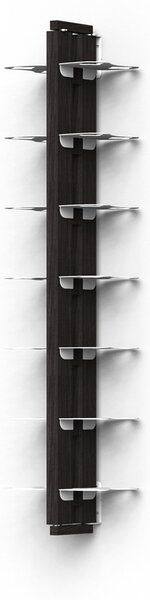 Porta Bottiglie di Vino Sospesa Bifacciale fissaggio a muro 20x26xh 110 cm - 28 Bottiglie con struttura in legno massello di faggio evaporato colore NERO. Mensole in acciaio smaltato