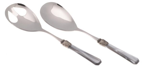 Coppia Insalata set da 2 pezzi PENELOPE in acciaio inox 18/10 manico in metacrilato spessore 2,5 mm colorato grigio