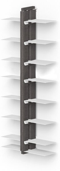 Libreria verticale DOPPIA FISSAGGIO PARETE SOSPESA ZIA BICE 17x42xh 65 cm con struttura e bacchette in legno massello di faggio evaporato colore nero. Mensole in acciaio smaltato